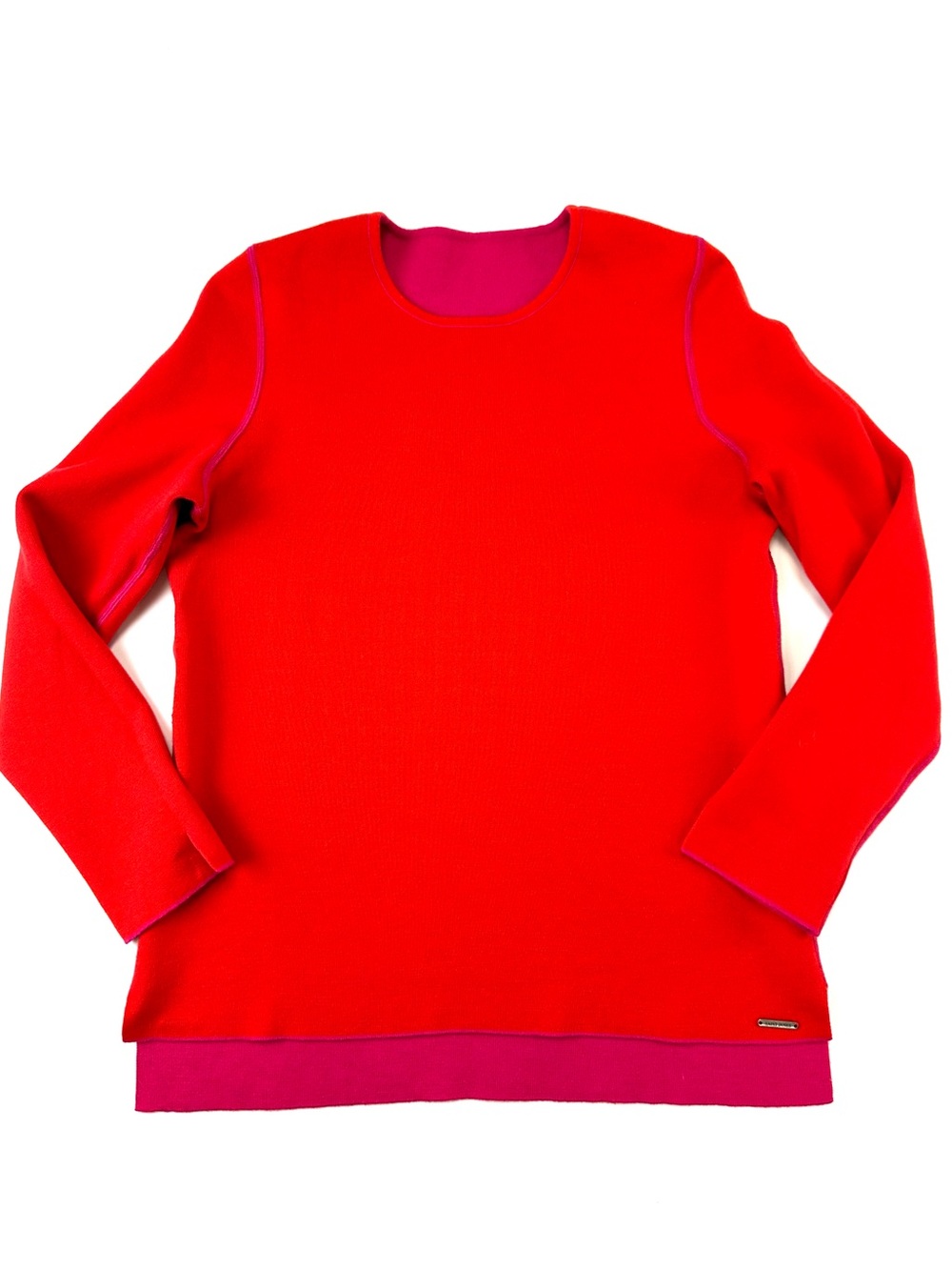 Saint James Reversible Wool Sweater Fuchsia Red Orange Medium